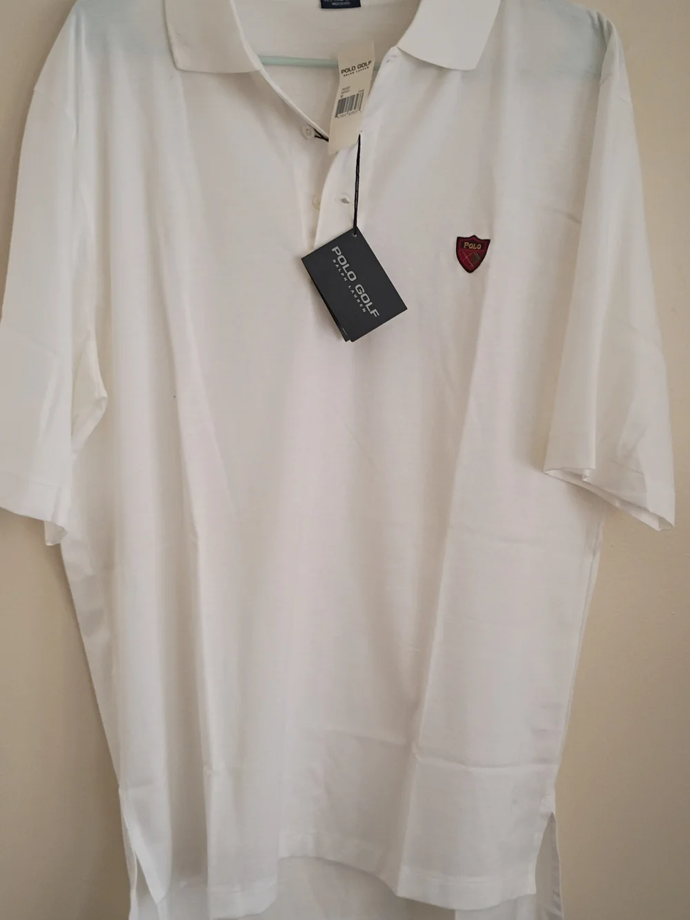 Ralph Lauren White Polo with Red Plaid Shield Crest